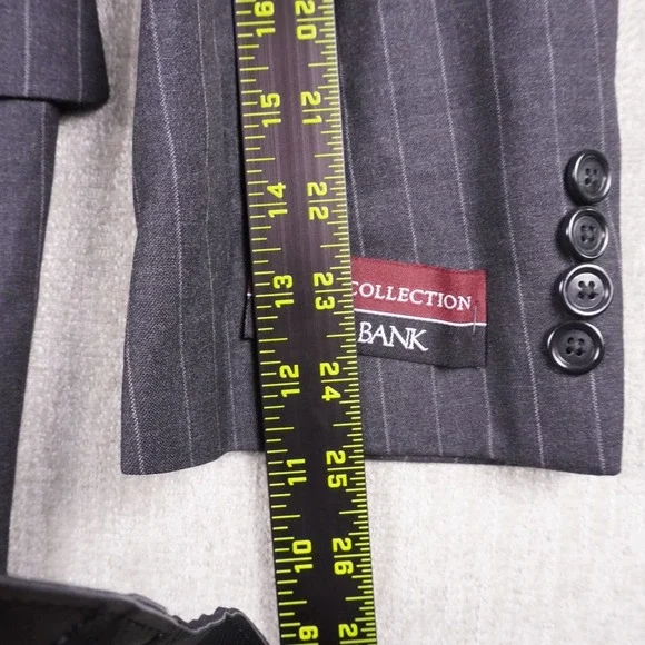 Jos. A. Bank Blazer Classic Charcoal Black Mens 44R 100% Wool 2 Button 100% Wool - Picture 14 of 15